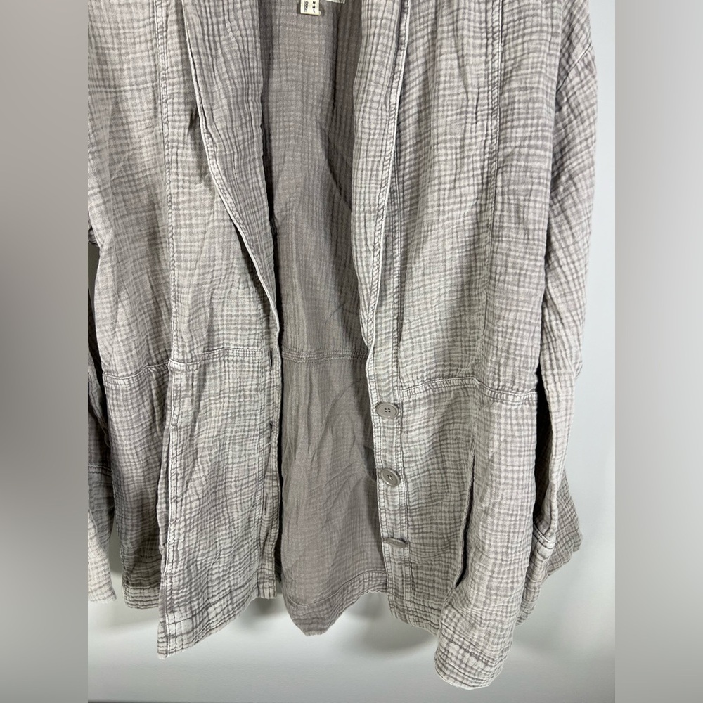 Women's Peace Love World Taupe Gauze Boho Oversized Button Front Cardigan Sz M - Picture 4 of 8